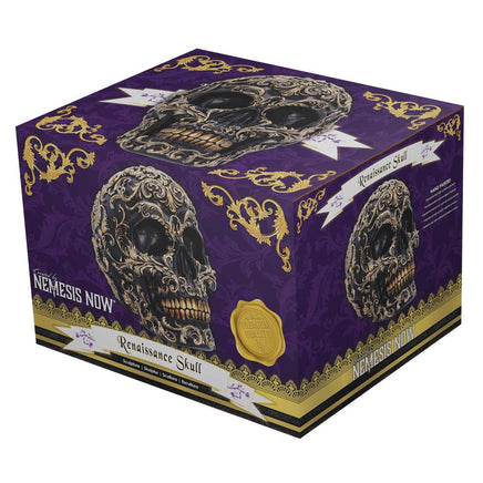 Statua Teschio Skull Rinascimentale Renaissance black and gold Gotico